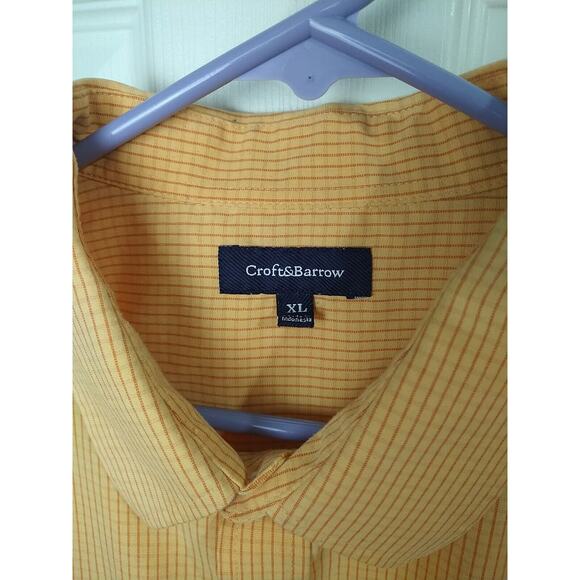 Croft&Barrow Men's XL Shirt Orange Check Short Sleeve Button Front Pocket Casual - Picture 4 of 7